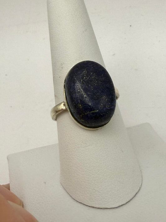Vintage Style Ring with Large Blue Stone Size 9