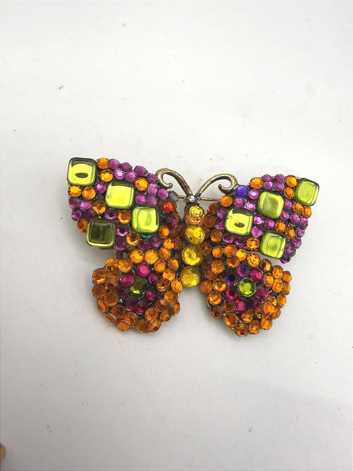 Vintage Butterfly Rhinestone Brooch Pin