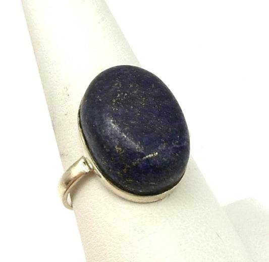 Vintage Style Ring with Large Blue Stone Size 9