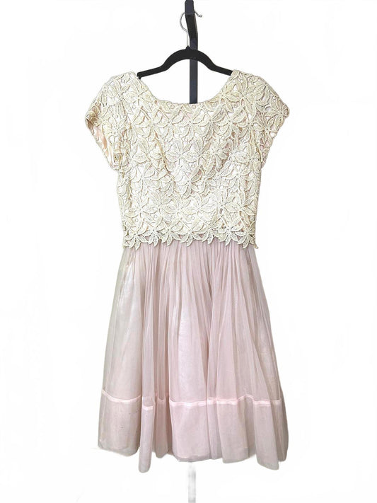 50s Vintage Elegant Women's Formal Dress with Lace Top and Tulle Skirt