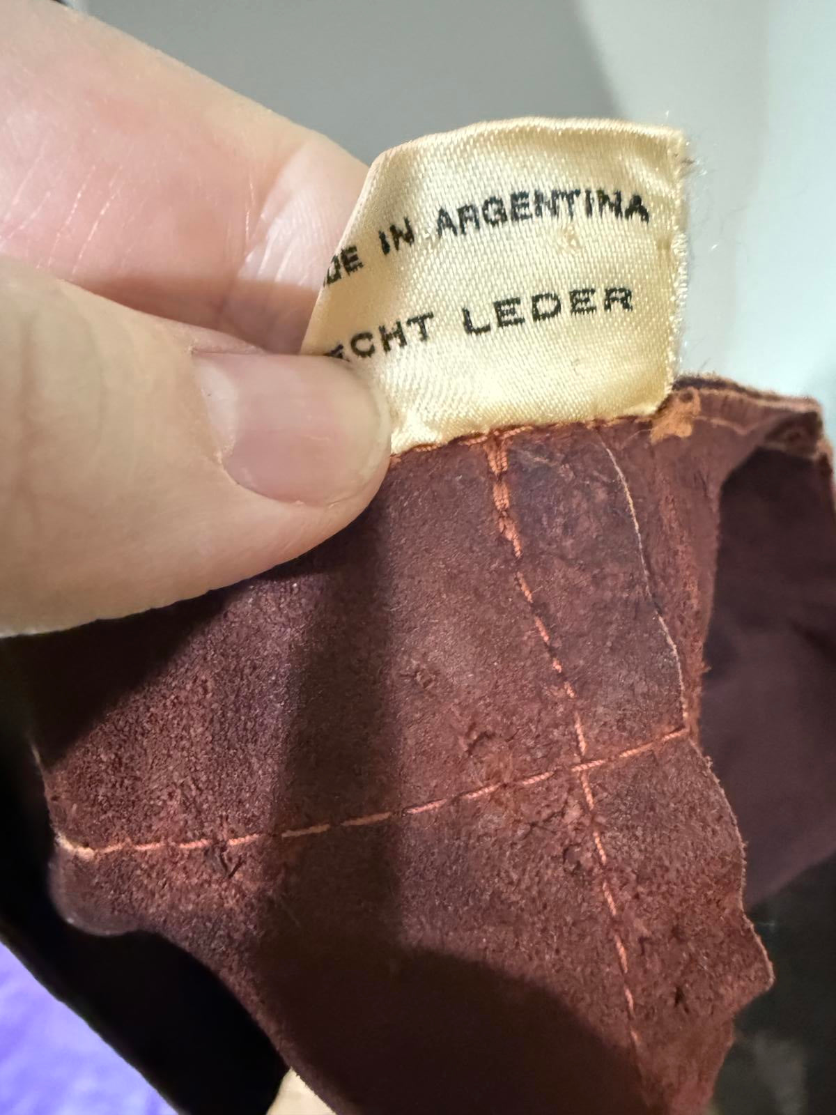 70s Argentinian Suede Vintage Brown Suede Leather Button-Front Skirt Size 42