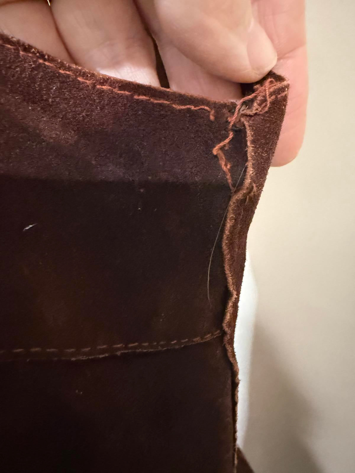 70s Argentinian Suede Vintage Brown Suede Leather Button-Front Skirt Size 42