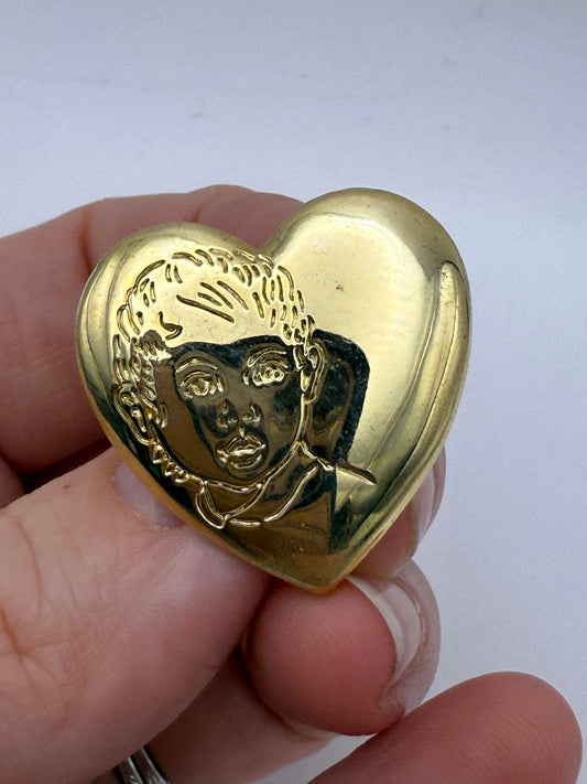 Vintage The Variety Club Gold Tone Heart Shaped Brooch Pin