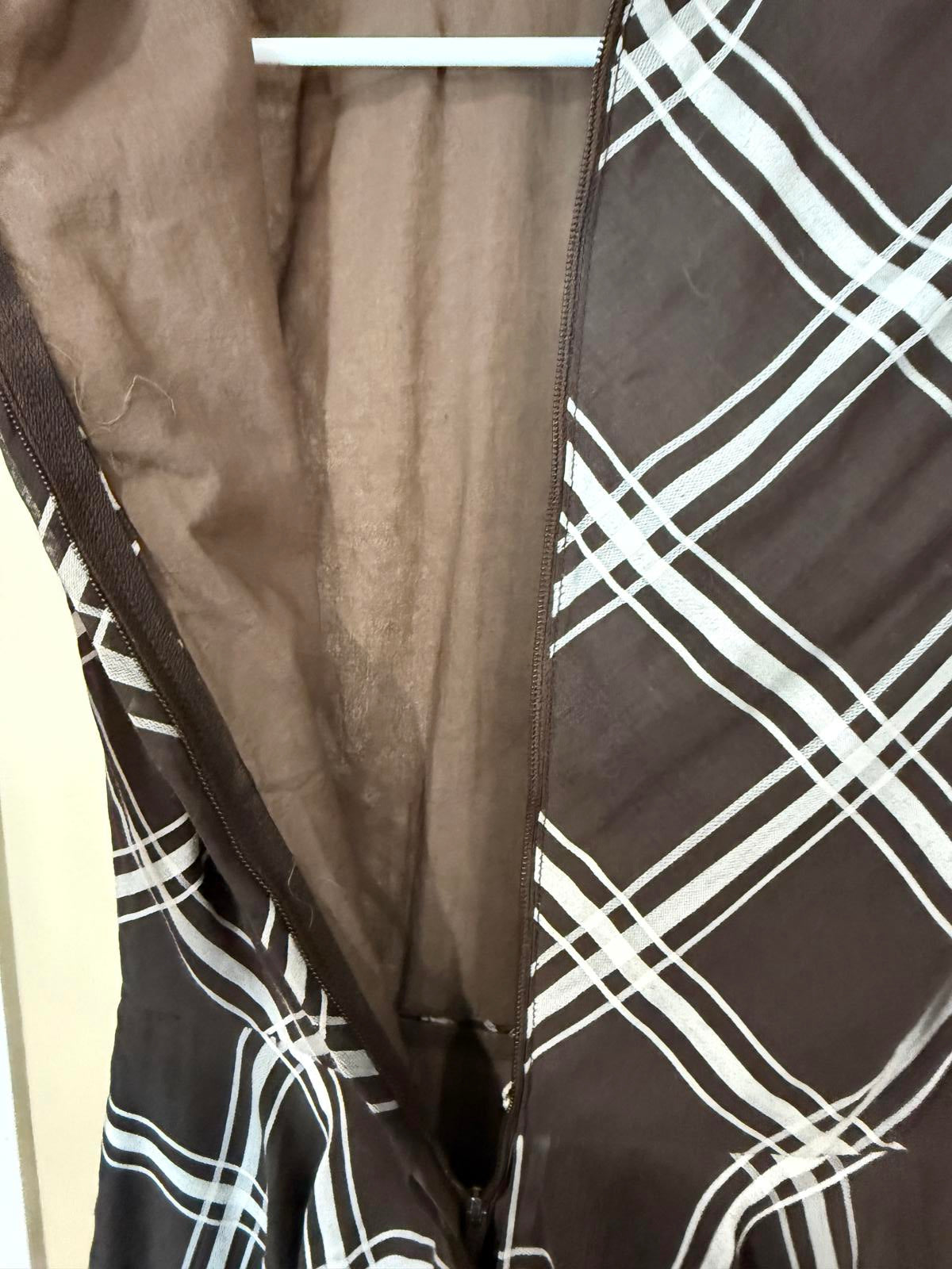 50s Vintage Sleeveless Plaid Ruffled Hem Dress XS Melissa Lane