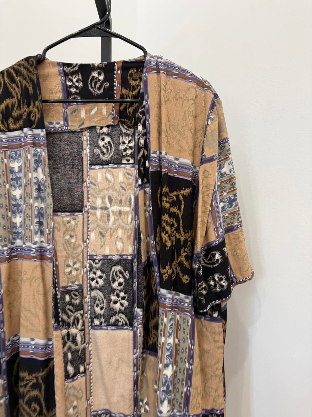 Vintage Handmade Patchwork Pattern Open Front Cardigan M/L