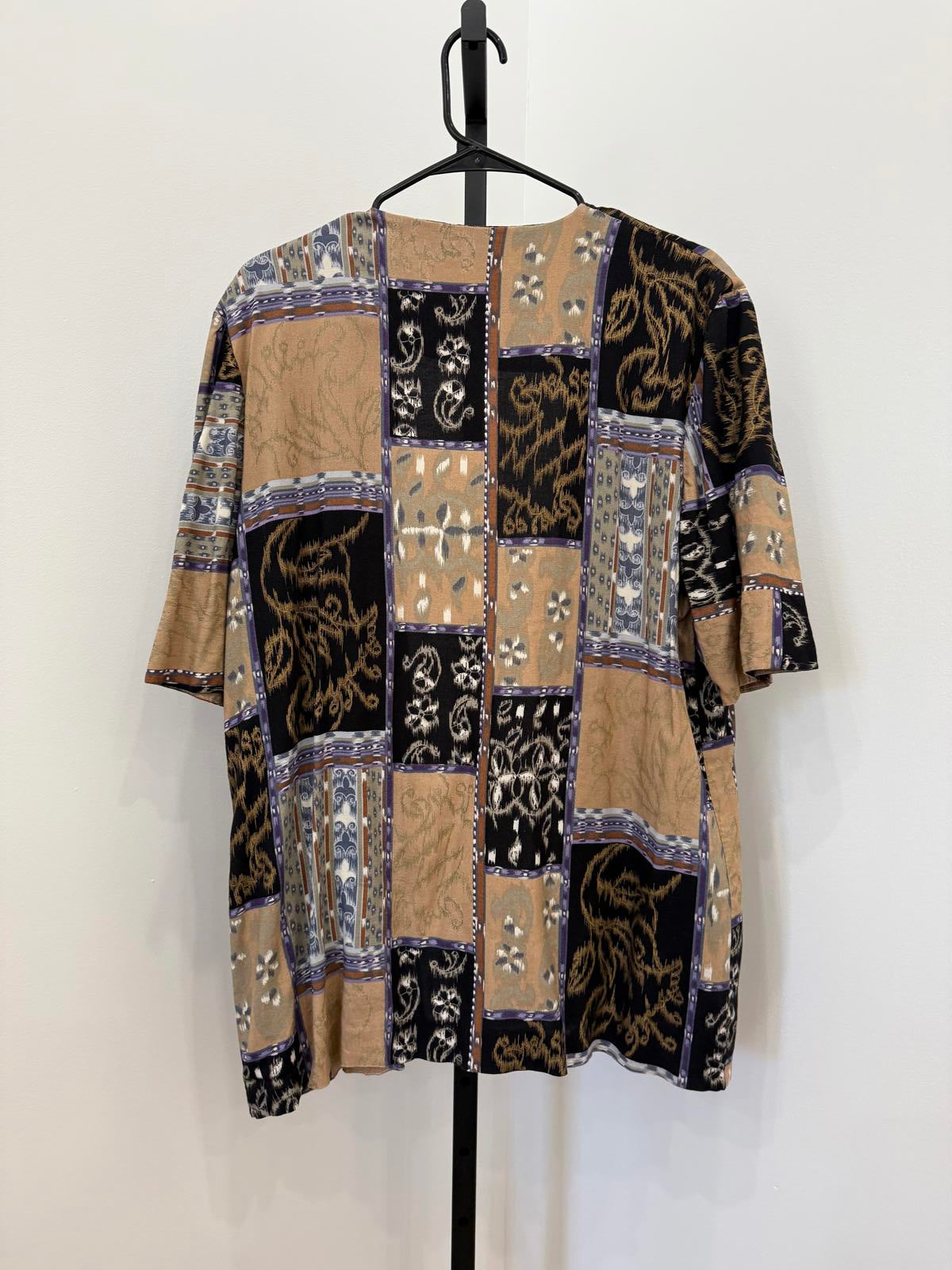 Vintage Handmade Patchwork Pattern Open Front Cardigan M/L