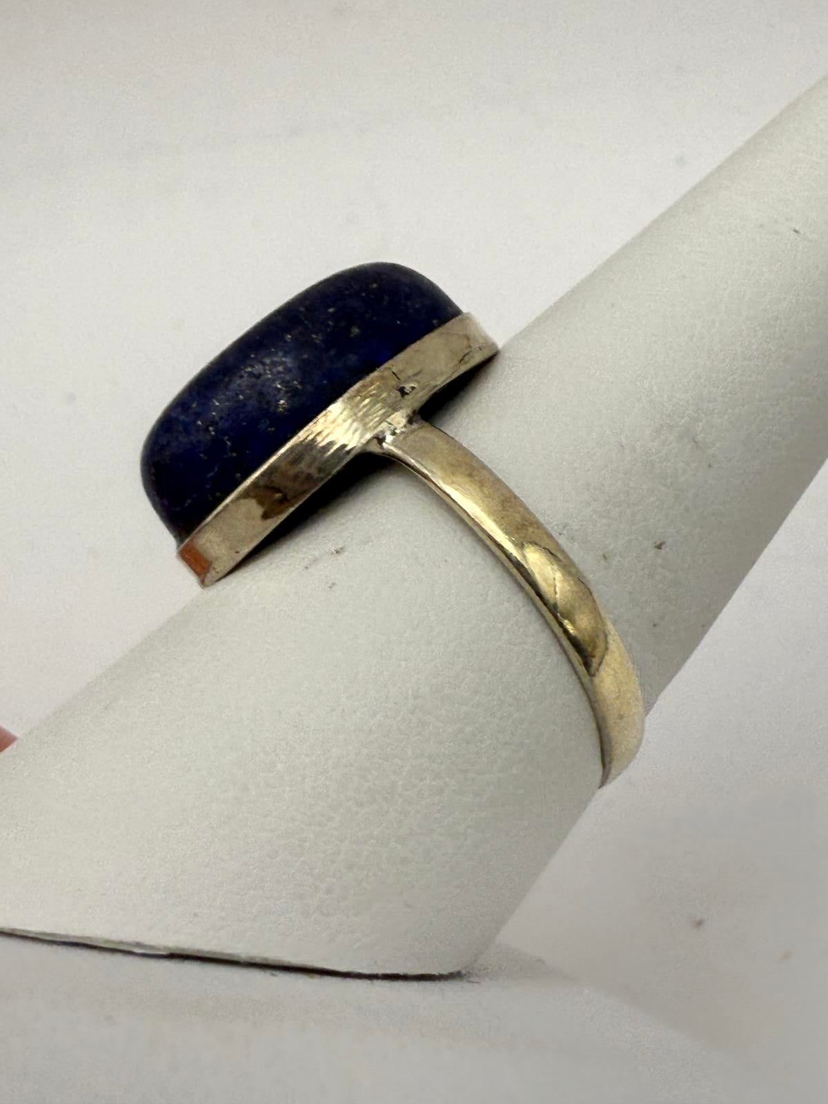 Vintage Style Ring with Large Blue Stone Size 9