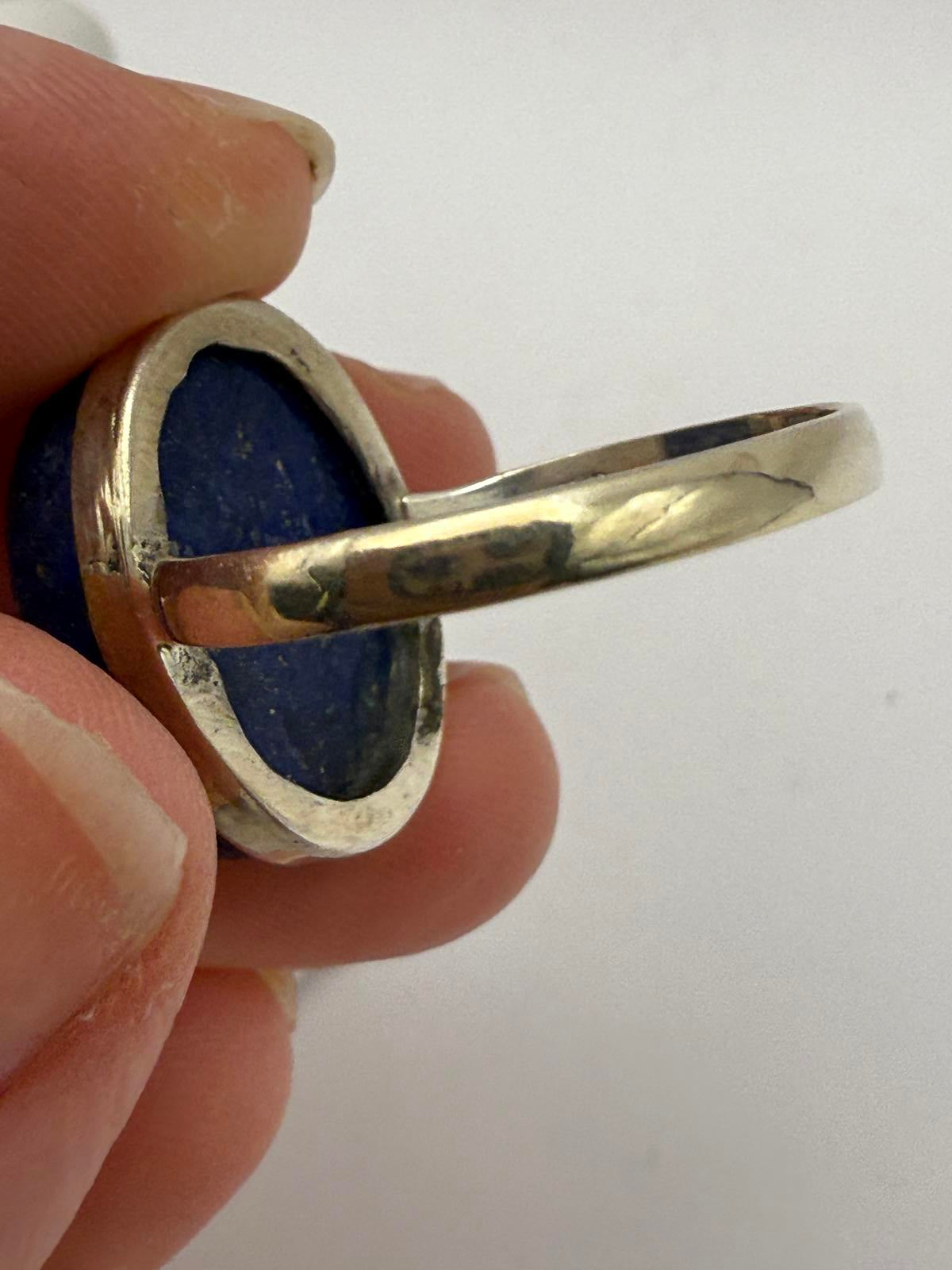 Vintage Style Ring with Large Blue Stone Size 9
