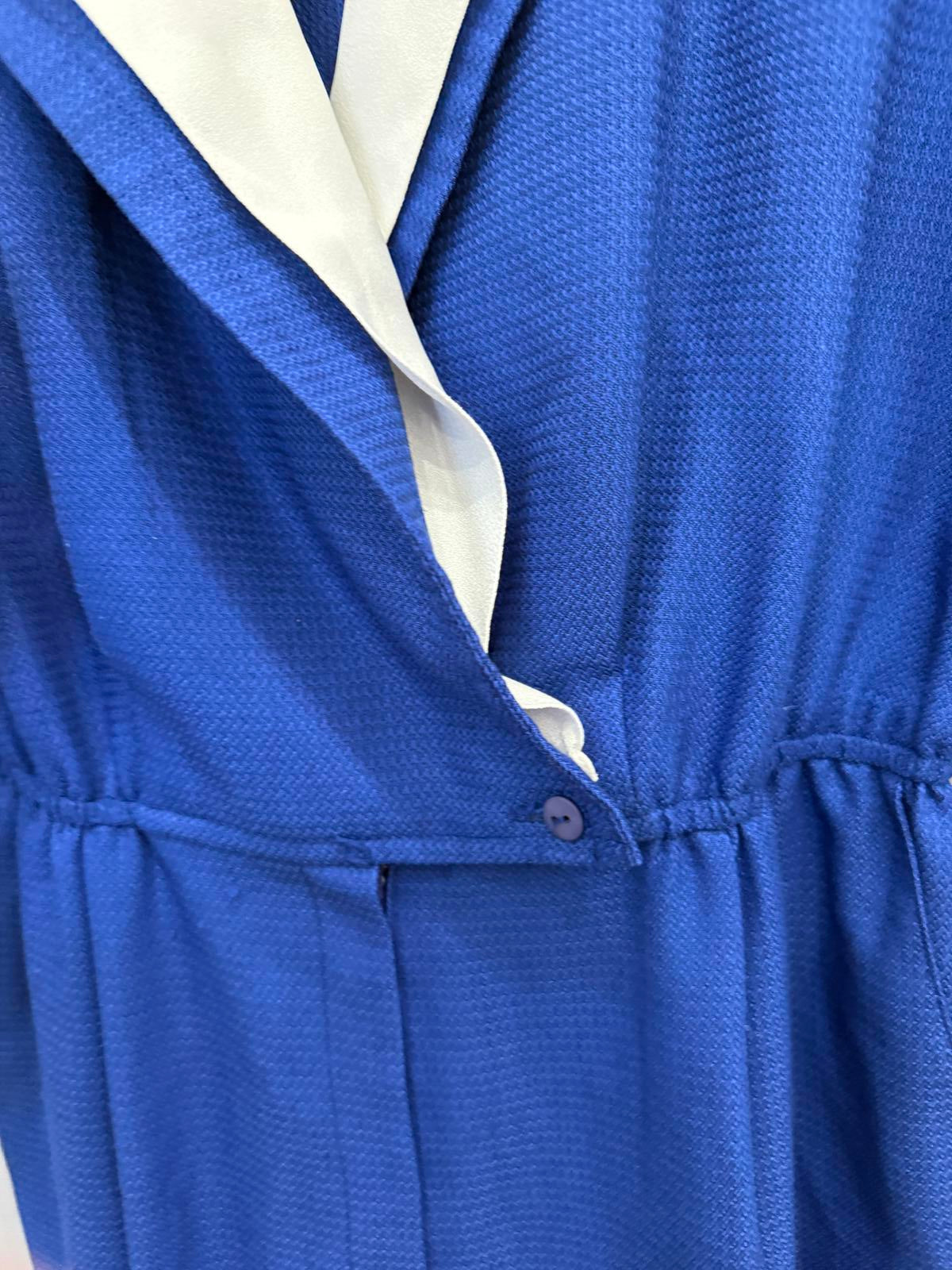 Vintage California Dreaming Blue Jumpsuit with White Trim Collar and Cuffs