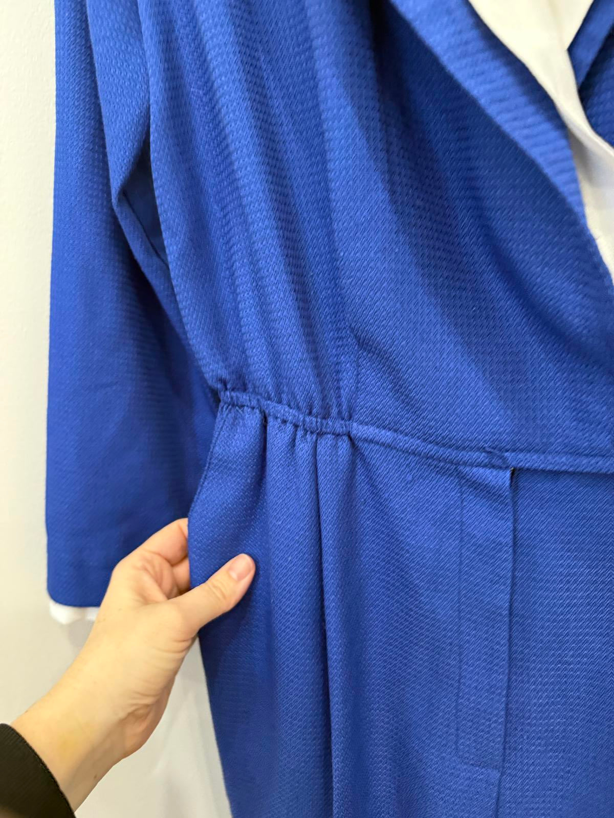 Vintage California Dreaming Blue Jumpsuit with White Trim Collar and Cuffs