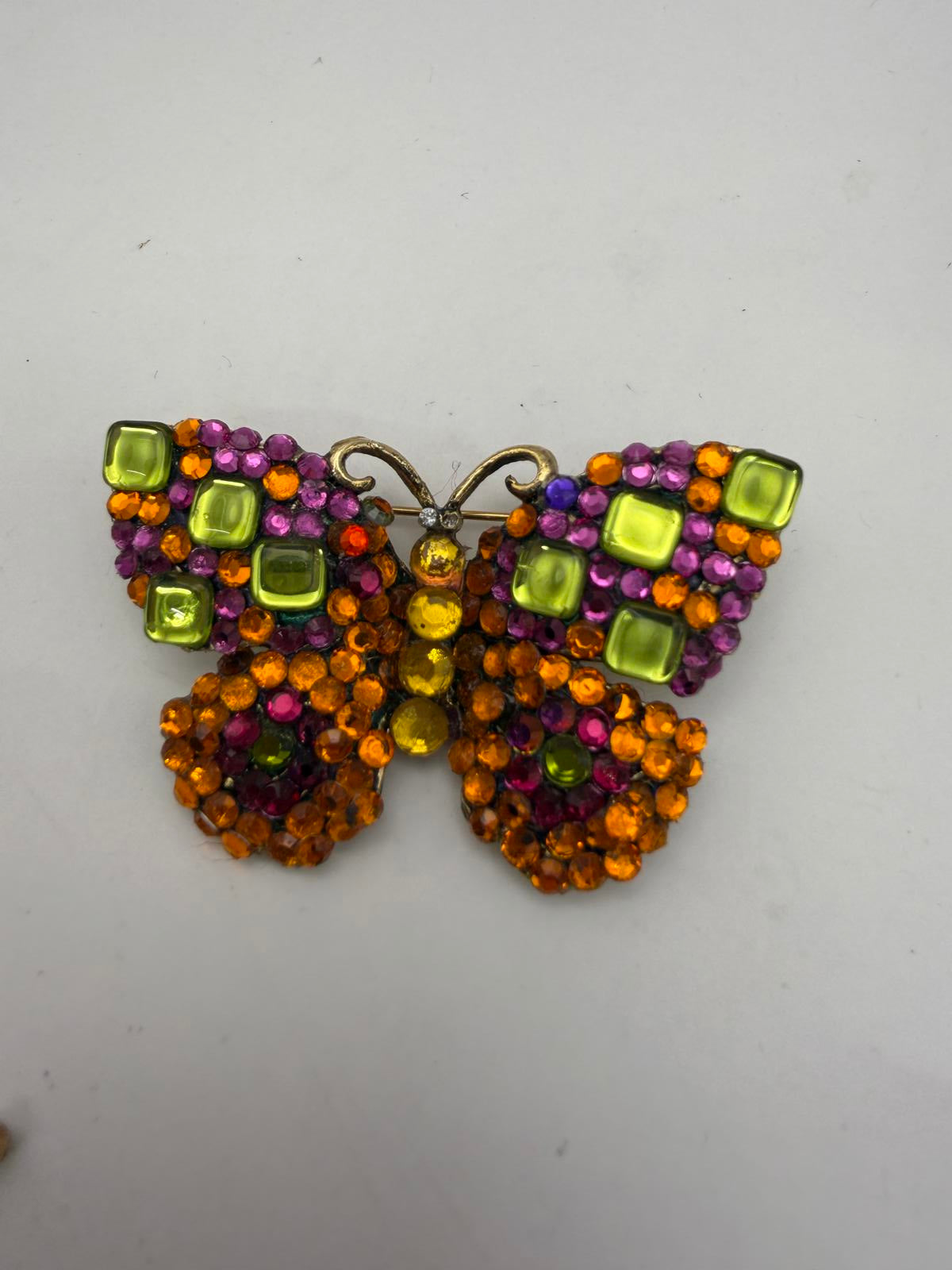 Vintage Butterfly Rhinestone Brooch Pin
