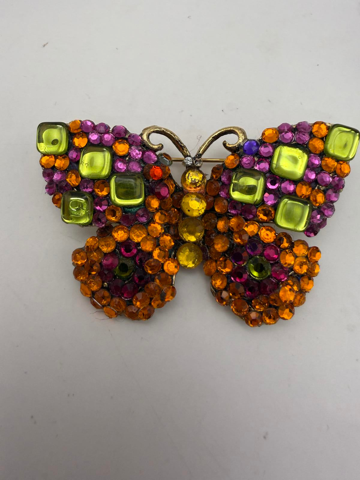 Vintage Butterfly Rhinestone Brooch Pin
