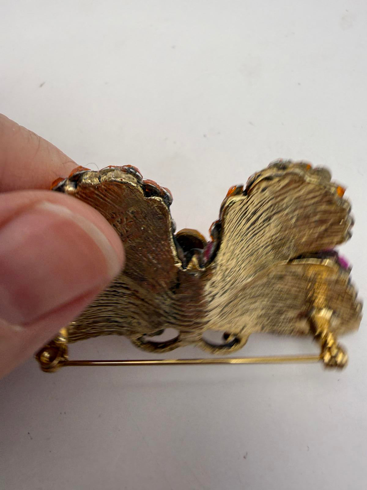Vintage Butterfly Rhinestone Brooch Pin