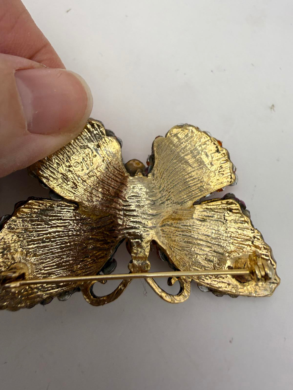 Vintage Butterfly Rhinestone Brooch Pin