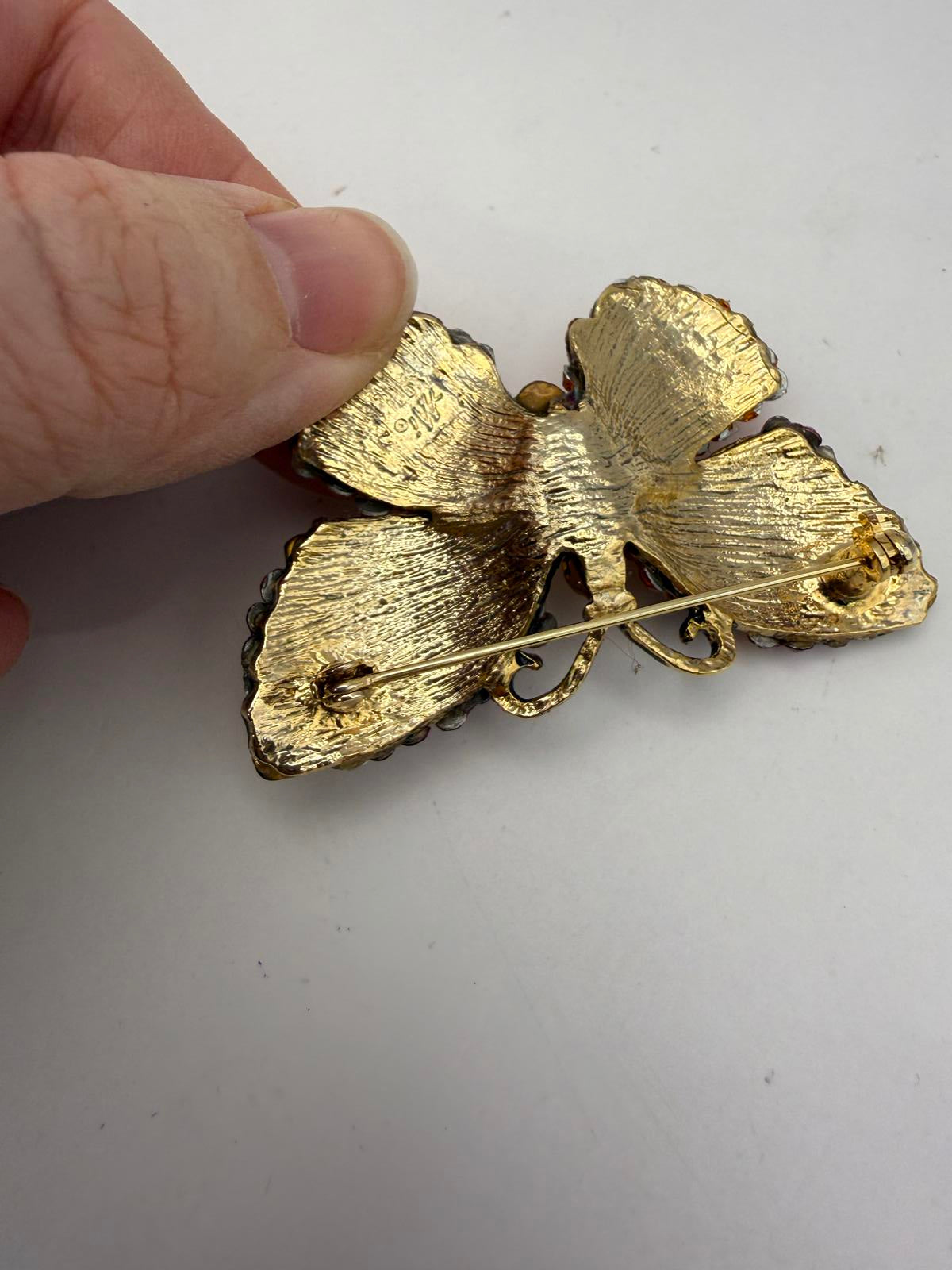 Vintage Butterfly Rhinestone Brooch Pin