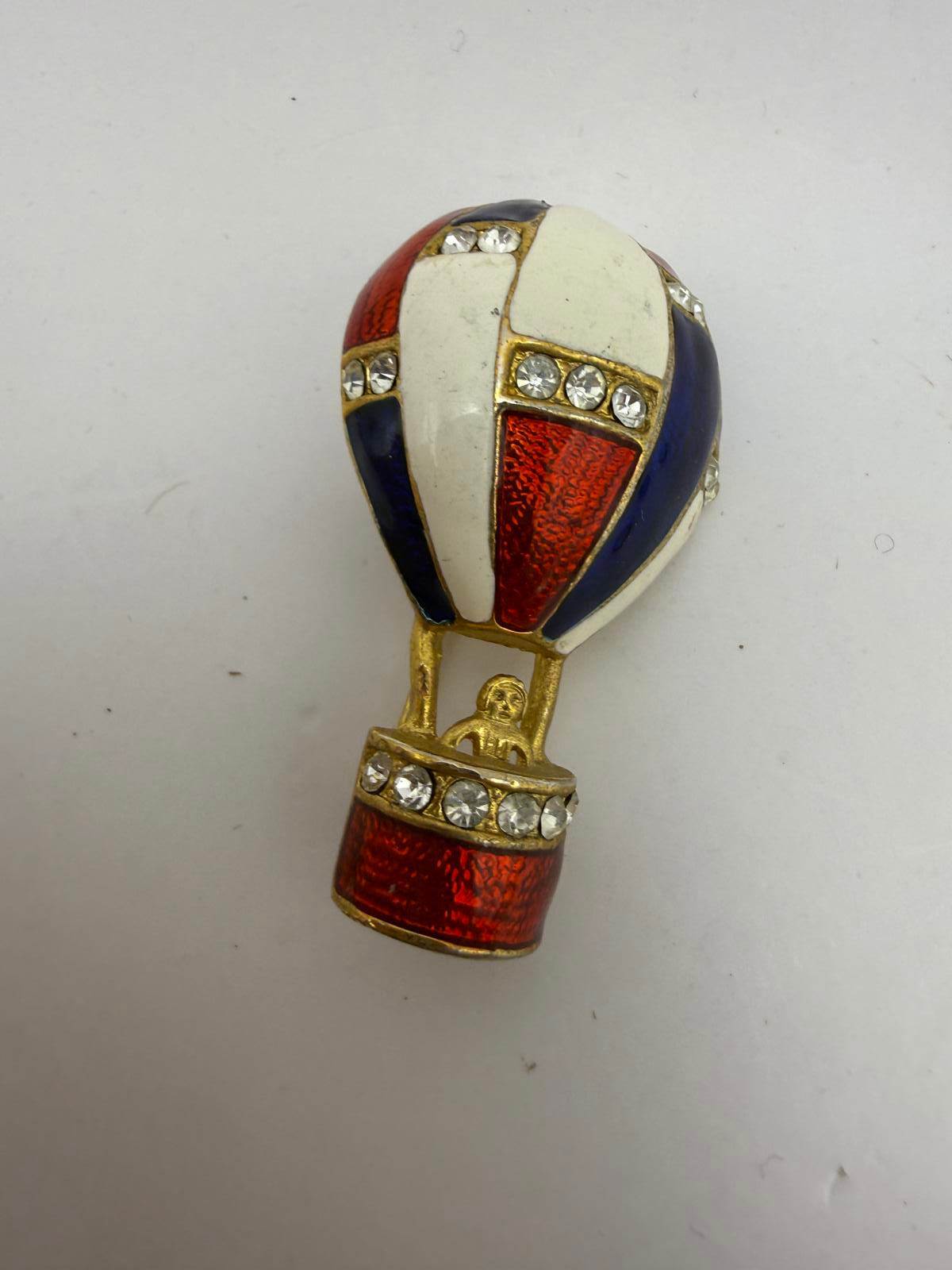 Vintage Hot Air Balloon Brooch Pin with Rhinestones