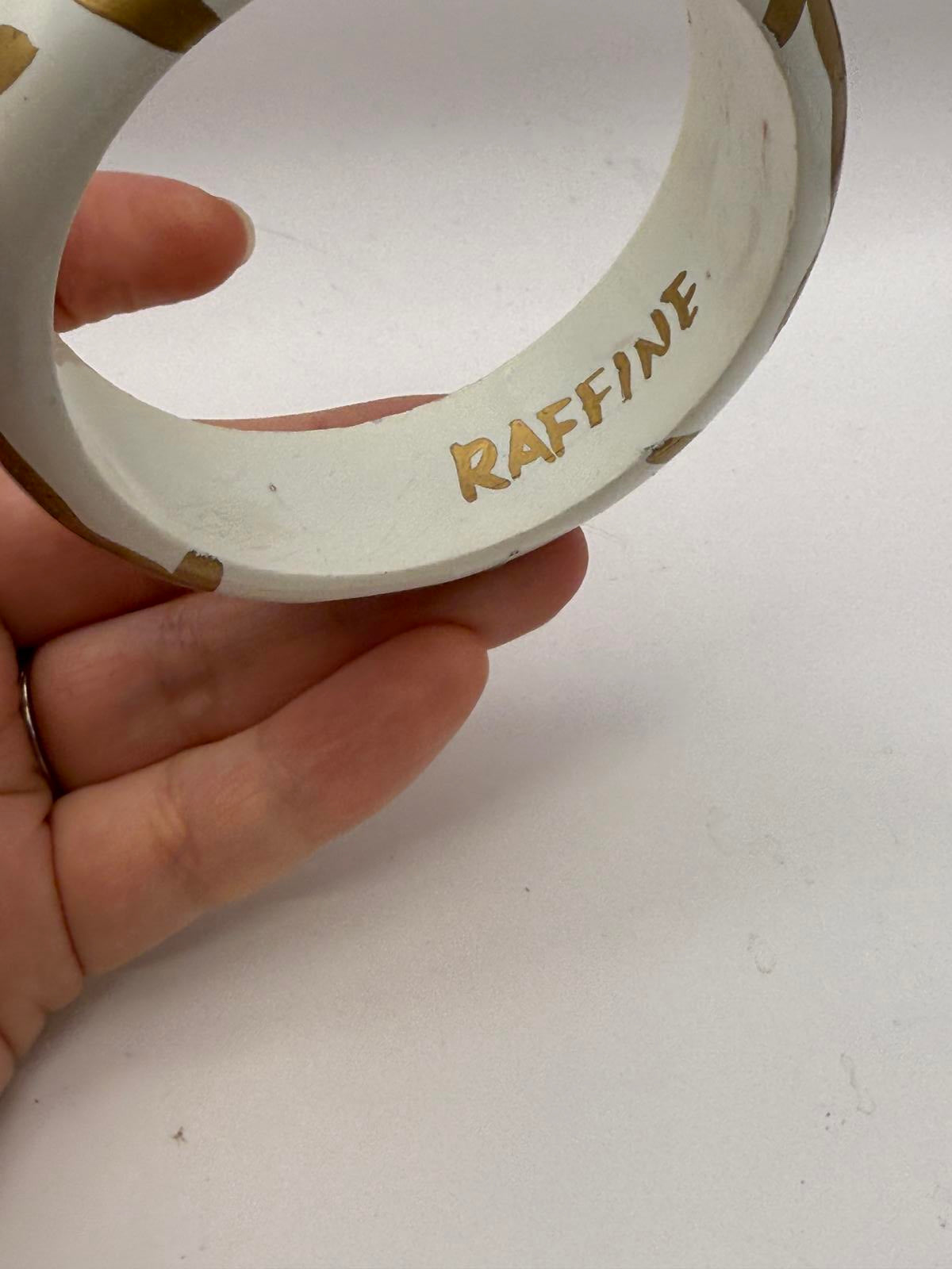 Raffine Vintage White and Gold Painted Bangle Bracelet