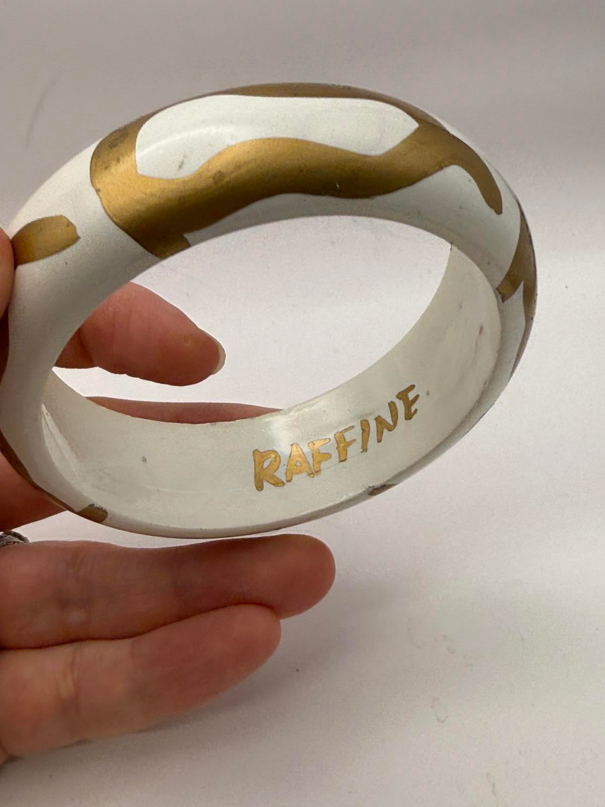 Raffine Vintage White and Gold Painted Bangle Bracelet